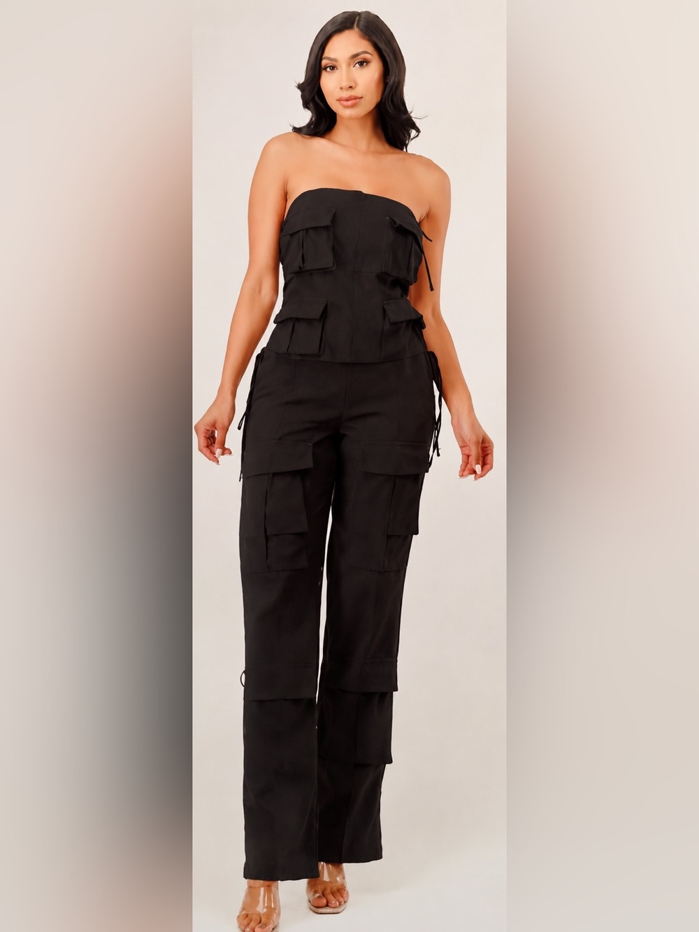 Strapless Black Cargo 2 piece